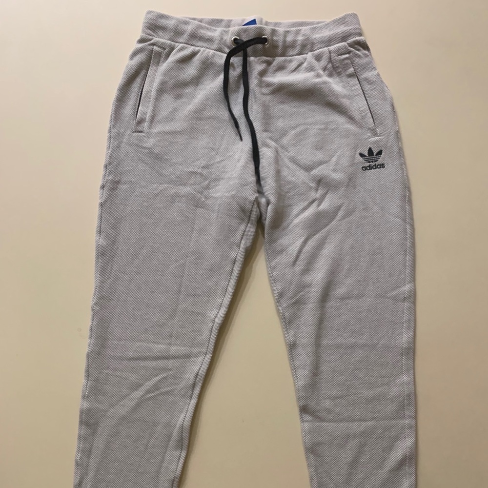 NWOT Grey Adidas Joggers with logo detail